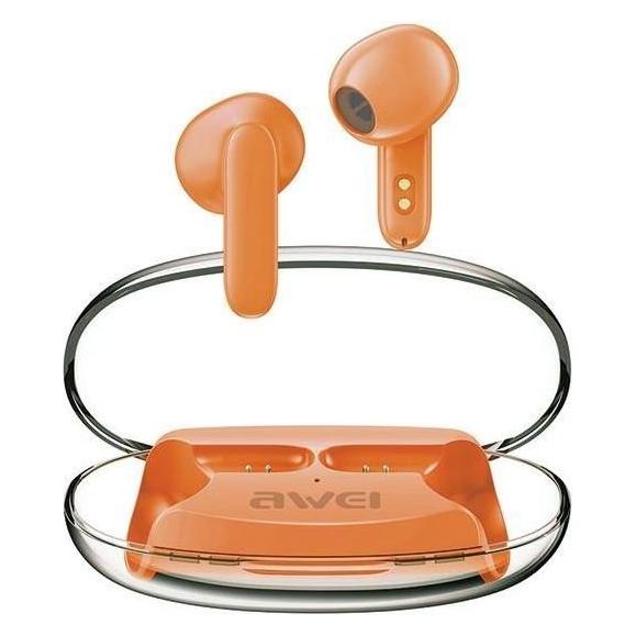 Awei słuchawki Bluetooth 5.3 T85 ENC TWS + stacja dokująca pomarańczowy/orange (6 h, Kabellos) (AWE000175)