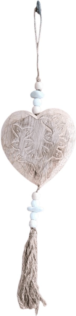 Handgemaakte Bohemian houten hanger in de vorm van een hart