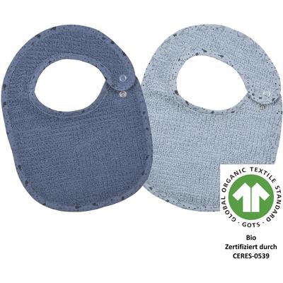 Lätzchen WÖRNER "at home Druckknopflatz 22x29 cm 2er Set", Baby, blau, Baumwolle, Lätzchen, Biobaumwolle, maschinenwaschbar, trocknergeeignet