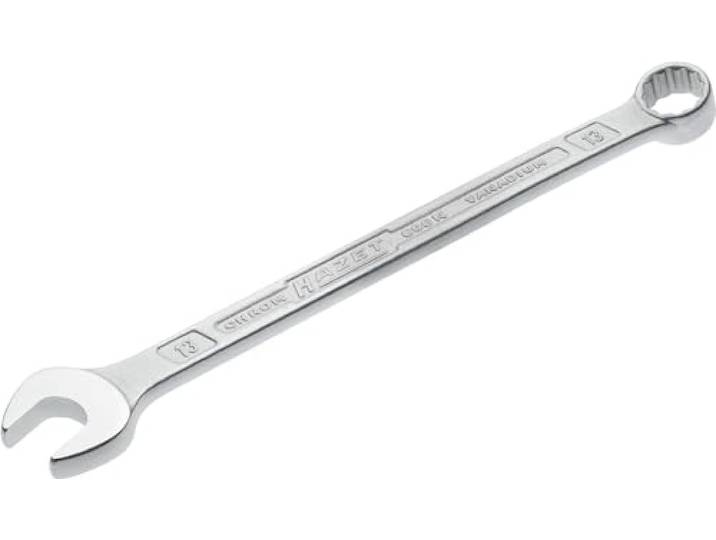 HAZET: Combinatiesleutel 600N-13 verchroomd Combinatiesleutelkop onder een hoek van 15 graden - Uitgang: Externe dubbele zeskant, sleutelwijdte: 13 mm, schacht met extra stevig HAZET dubbel T-profiel'.