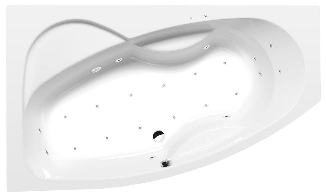Polysan MAMBA L Whirlpool-Badewanne, 160x95x44cm, Active Hydro-Air, Chrom