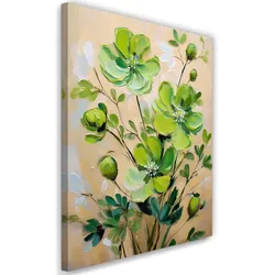 WANDBILD grün gemalte blume