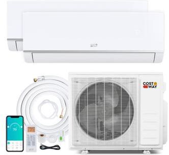 Costway Blast Pro 28000 BTU 2 Zone 23 SEER2 Mini Split AC with Heat Pump-12K + 12K
