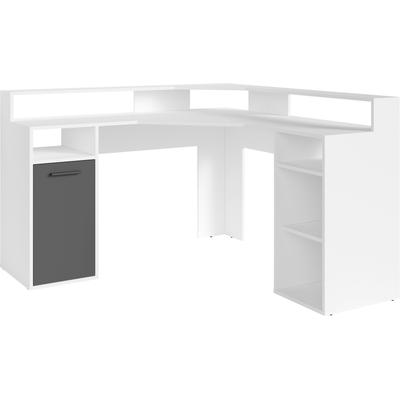 Gamingtisch OTTO HOME "Fowey", grau (weiß, anthrazit, weiß, weiß), B:139cm H:120cm T:139cm, Tische, Breite 139 cm, moderner Eck-Schreibtisch