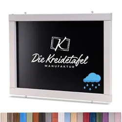 Die Kreidetafel Manufaktur Wetterfeste Outdoor Kreidetafel mit Holzrahmen / Steingrau 55x55cm