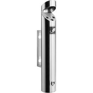 Böttcher-AG Aschenbecher silber, Outdoor, mit Dach, Wandascher aus Edelstahl, 7,5 x 46 cm, winddicht, 2,5 Liter