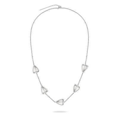 Kette mit Anhänger LIEBESKIND BERLIN "Metal Heart, Herz", edelstahlfarben, Halsketten, Damen, Edelstahl, L: 50 B: 1mm, B:1mm