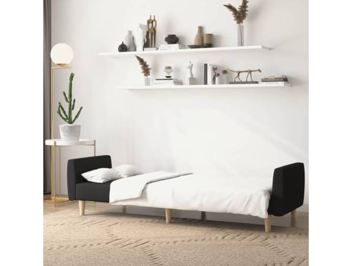 KTHLBRH Schlafsofa, 2-Sitzer, schwarz, aus Stoff Holzgestell, Schaumstoff, kann in ein Einzelbett umgewandelt werden, 110 kg, für Wohnzimmer und Büro