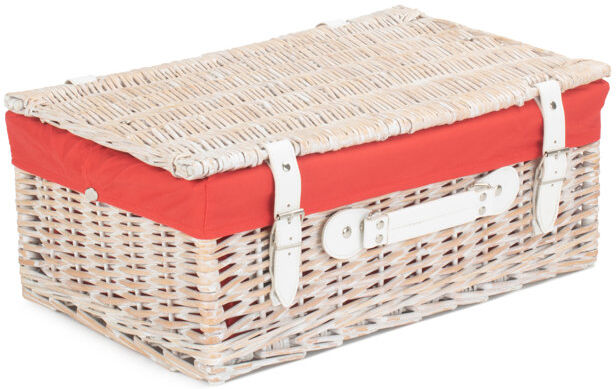 Bay Isle Home Wicker Hamper Basket with Lining White/Red Lining 19cm H x 46cm W x 30cm D