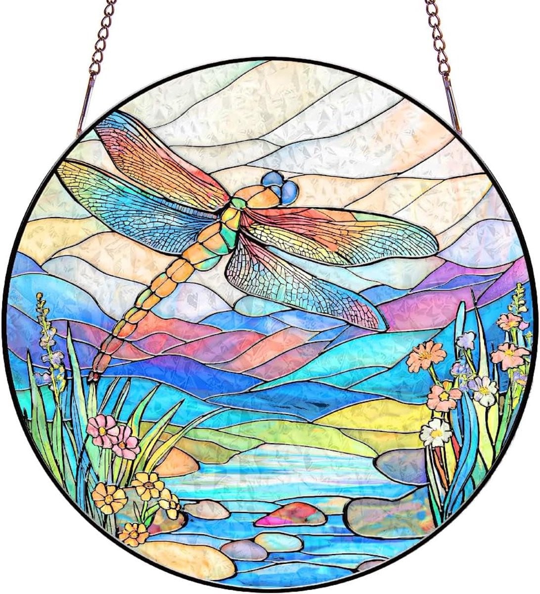 Dailygoods Ronde Acryl Suncatcher met Libelle Ontwerp voor Raamdecoratie