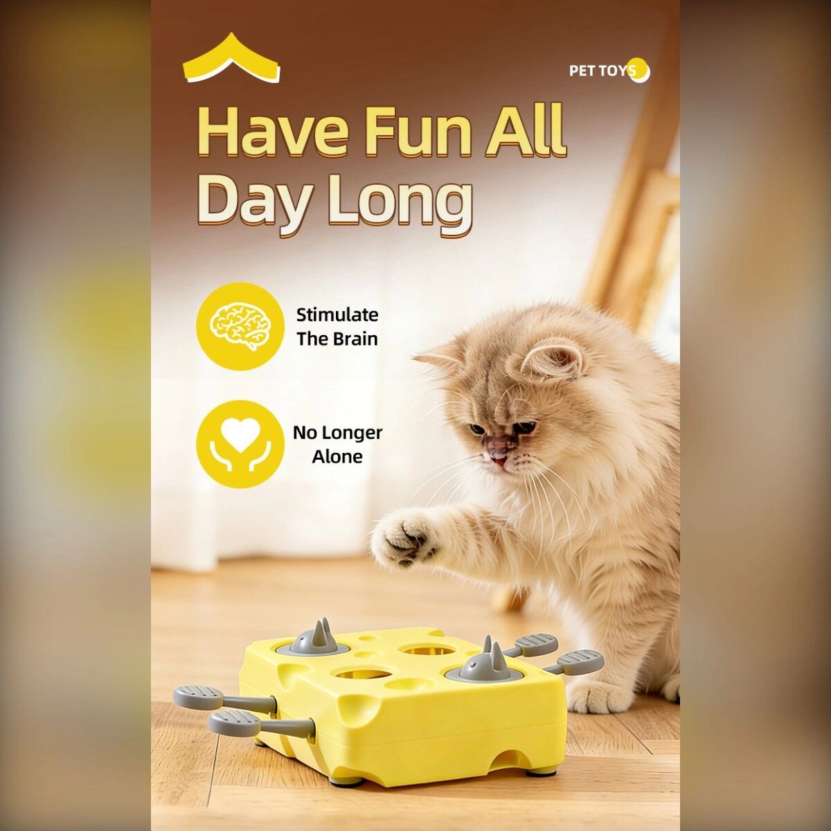 INF Leckerlispender Katzenspielzeug Whack-a-Mole – Käse-Design, press-aktiviertes Interaktionsspiel zur Katzenbereicherung