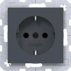 Hager WAS1200AT Steckdose SCHUKO, erhöhter Berührungsschutz, Steckklemmen, A.x/C.x, anthr mt la