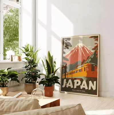 Inspire Picks Tokyo Rainy Night Railway Canvas Print Retro Japanese Cityscape Wall Art Decor 14 50x70cm No Frame