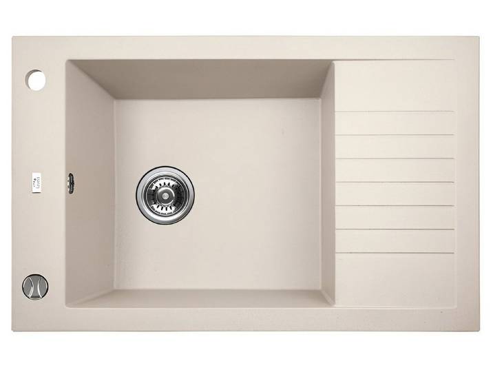 KOLMAN Küchenspüle Einzelbecken Pionier Granitspüle, Rechteckig, 50/78 cm, Beige, Space Saving Siphon GRATIS