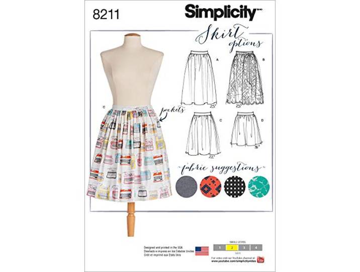 Simplicity Patroon 8211 patroon Dirndl rokken in drie lengtes, wit