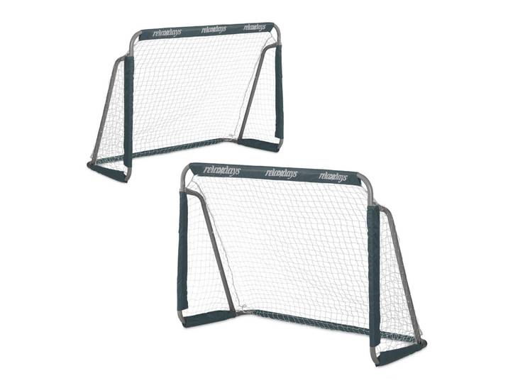 Relaxdays Fussballtor Grau Weiß 2er-Set, Metall, 150x75 cm, Freizeit & Co, Sport & Fitness