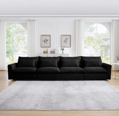 GDFStudio - Finnegan 4‑Seater Corduroy Sofa with 4 Waist Pillows