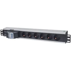 Intellinet 19" 6-fach Steckdosenleiste, Schutzkontakt, Doppelter Leitungsschutzschalter, 1,6 m Stromkabel, 1,5 HE