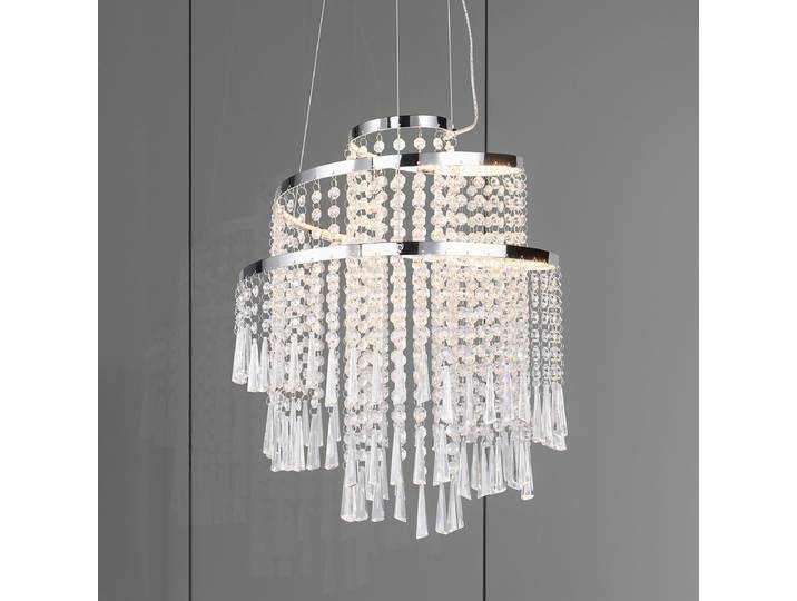 Lustre LED Type A Ø 38cm Argenté Fer verni Verre acrylique LED Module LED