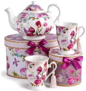 STP Goods Tulip Bone China Tea Set for 2 in Gift Box