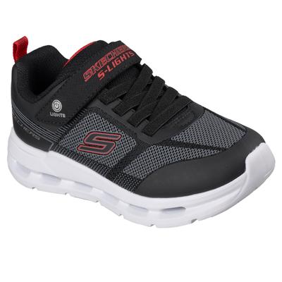 Sneaker SKECHERS "GLIDE-STEP LIGHTS", Mädchen, Gr. 32, schwarz, Lederimitat, Textil, Mesh, mehrfarbig, Schuhe Sneaker, Freizeitschuh mit Glide-Step, Größenschablone zum Download
