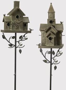 Gerson International 76 Inch Functional Metal Birdhouse Yard Stake