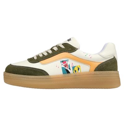 Sneaker DOGO "Monet Low-Top Sneaker Sylvester And Tweety Damen Sneaker", Damen, Gr. 36, Normalschaft, grün (weiß), Lederimitat, Schuhe Sneaker, Handgefertigt