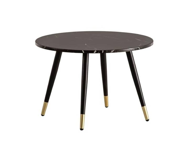 WOHNLING Salontafel 60x60x41 cm Zwart Marmerlook met Metalen Frame