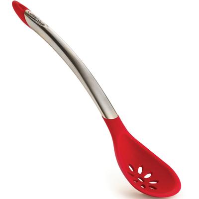 Servierlöffel CUISIPRO "Elegance", rot (edelstahlfarben, rot), B:7cm H:4cm, Edelstahl, Silikon, Kochlöffel, aus satiniertem Edelstahl, sehr hochwertig