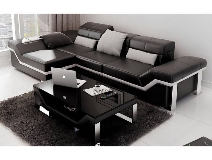Xlmoebel Ecksofa Ledersofa mit USB-Anschluss im modernen Design K5007F, Ecksofa, Hergestellt in Europa