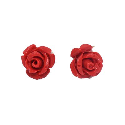 Paar Ohrstecker FIRETTI "Schmuck Geschenk Silber 925 Ohrschmuck Edelstein Koralle", gold (gelbgoldfarben, rot, rot), Ohrringe, Damen, 10mm, Silber 925 (Sterlingsilber), Made in Germany - mit Koralle