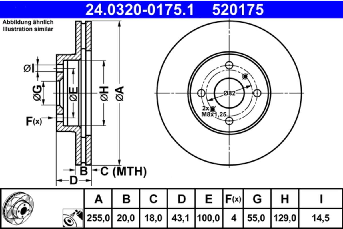 Bremsscheibe ATE PowerDisc 24.0320-0175.1, 1 Stück