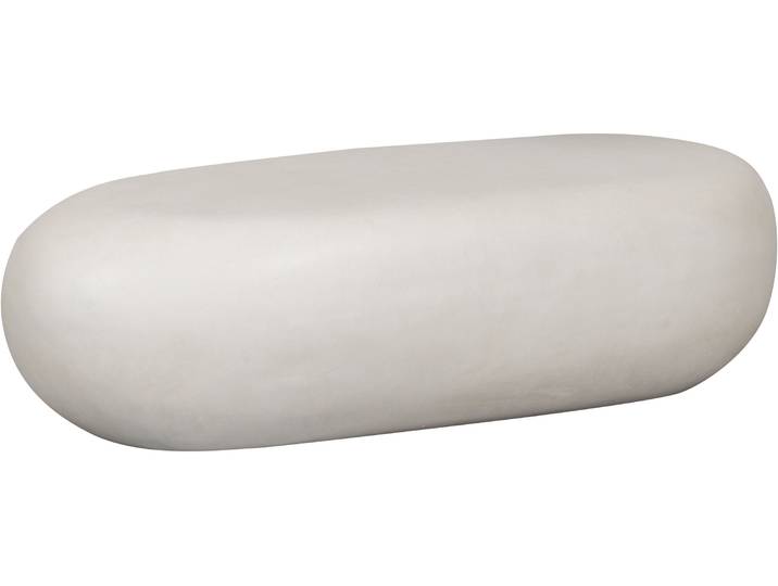 Couchtisch WOOOD Pebble aus Fiberclay mit abgerundeter organischer Form , weiß, B:100cm H:28cm T:43cm, Tische, Couchtisch, Glasfaser-Ton-Verbund, Tragkraft 90 kg, ausschließlich Innenbereich
