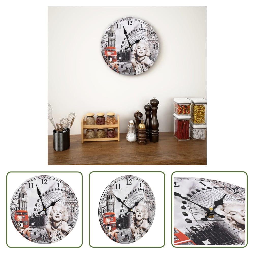 The Living Store Vintage Wandklok Marilyn Monroe, Analoog, Diameter: 30 cm