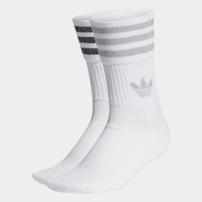 Sportsocken ADIDAS ORIGINALS "MID-CUT GLITTER CREW, 2 PAAR", Damen, Gr. XS (34/36), weiß (weiß, grau two, schwarz), Obermaterial: 65% Baumwolle, 31% Polyester, 3% Elasthan, 1% sonstige Fasern, Socken Sportsocken, wadenlange Passform, für Erwachsene,...