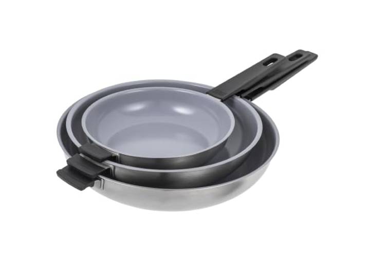 Kuhn Rikon SMART & COMPACT CERAMIC Bratpfannen Set Ø 20 + 24 + 28 cm Macht das Kochen leichter und spart Platz. Ideal für moderne Küchen.