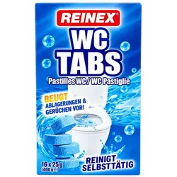 Reinex WC-Reiniger-Tabs fresh WC Reiniger Entkalkertabs 16er Grundreiniger für WC-Abflüße