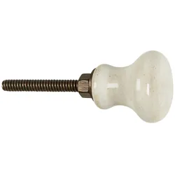 IB Laursen Keramik-Möbelknopf Griff Fie, L 6,2 cm x Ø 2,5 cm, Cremeweiß
