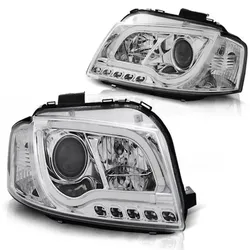 LED Tagfahrlicht Design Scheinwerfer passend für Audi A3 8P 04-08 chrom