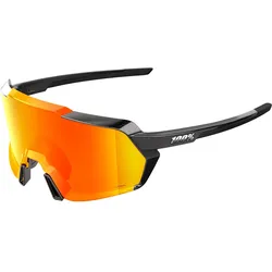 100%, Unisex, Sportbrille, Korbin (gloss metallic black, Metallic Black, Rot), Orange, Schwarz