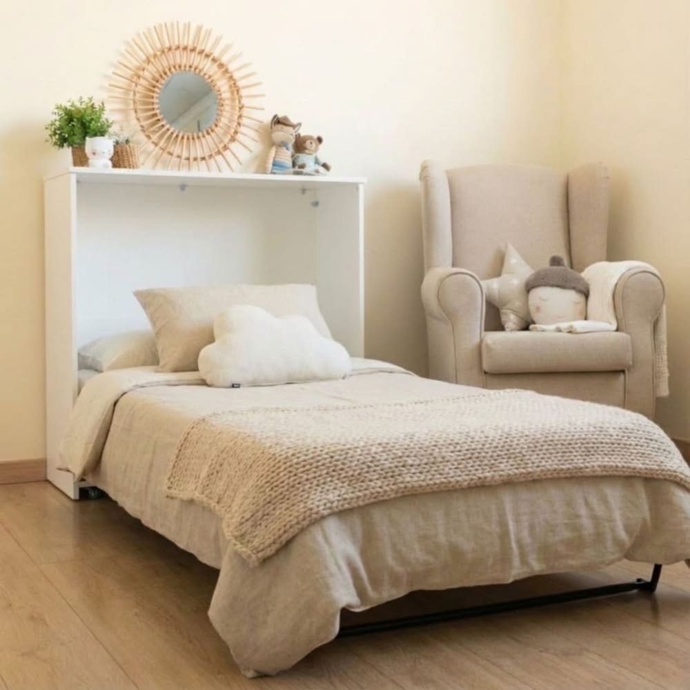 MueMue Lit pliant mélamine blanc 90x190cm Blanc 40x106x99cm