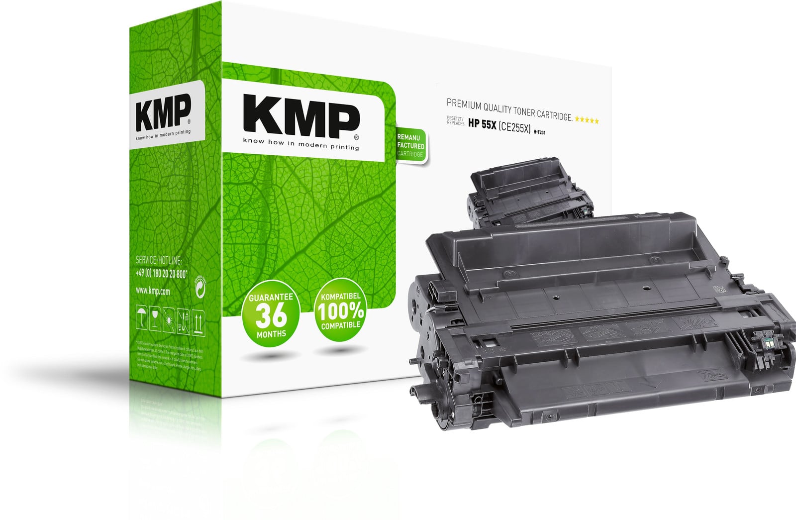 KMP Printtechnik AG 1222,83 tonercartridge voor HP CE255X, zwart