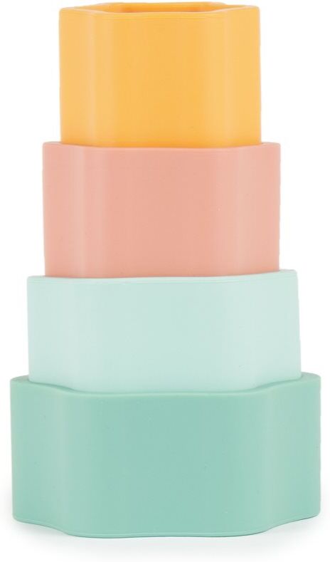 Bieco Silicone Stacking Tower Flower jouet d’éveil 12 m+ Tropical Vibes 4 pcs