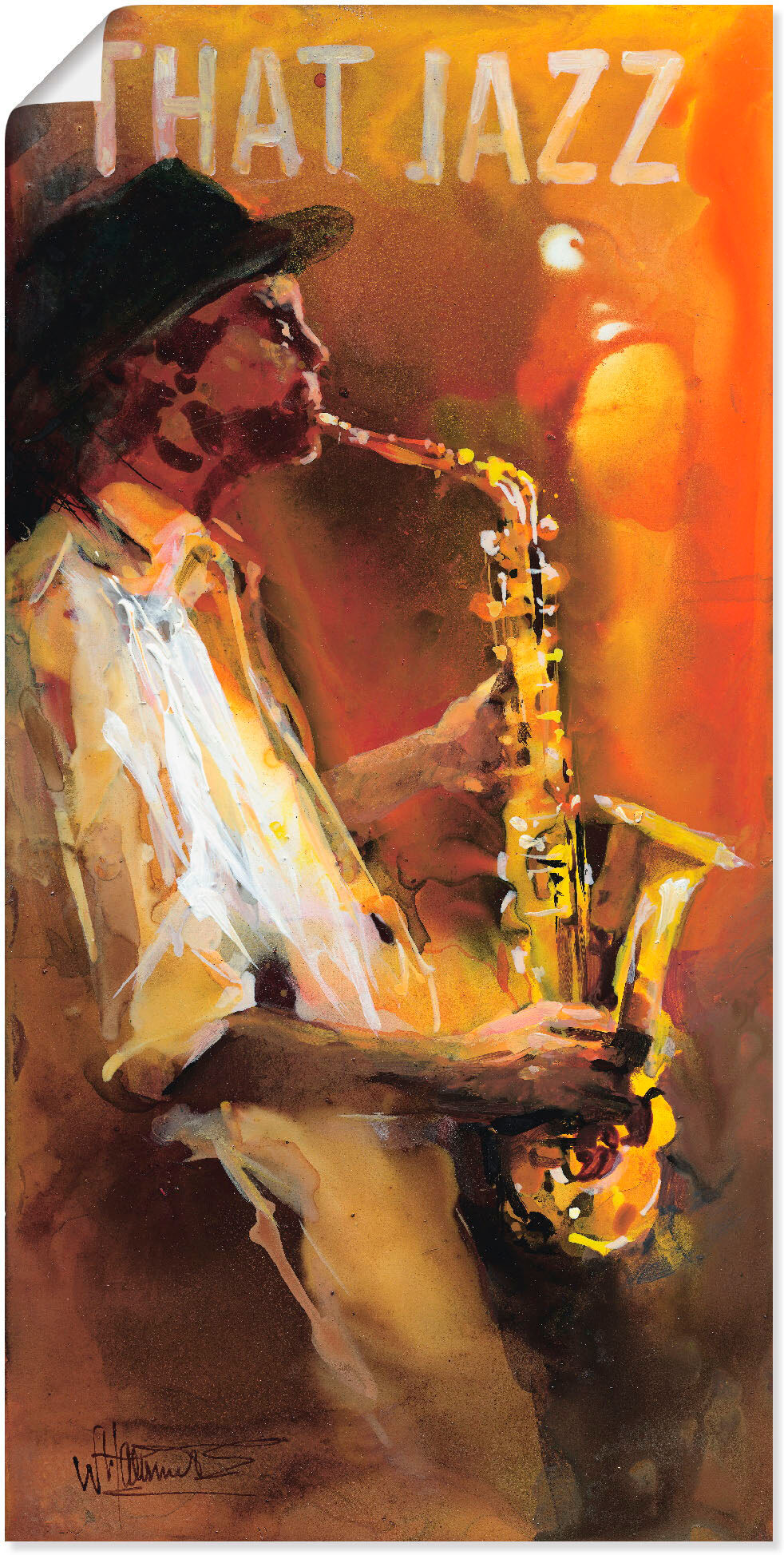 Poster ARTLAND "Jazz", braun (farbe bild(er): braun), B:30cm H:60cm, Bilder, Poster, ohne Rahmen farbe bild(er): braun B/H/T: 30cm x 60cm, Poster Musiker Hochformat, 1 Stk.