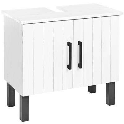 Waschbeckenunterschrank WELLTIME "Mary", weiß, B:60cm H:56cm T:33cm, Schränke, Waschbeckenunterschrank, Badmöbel im Landhaus-Stil, Breite 60 cm, aus Massivholz