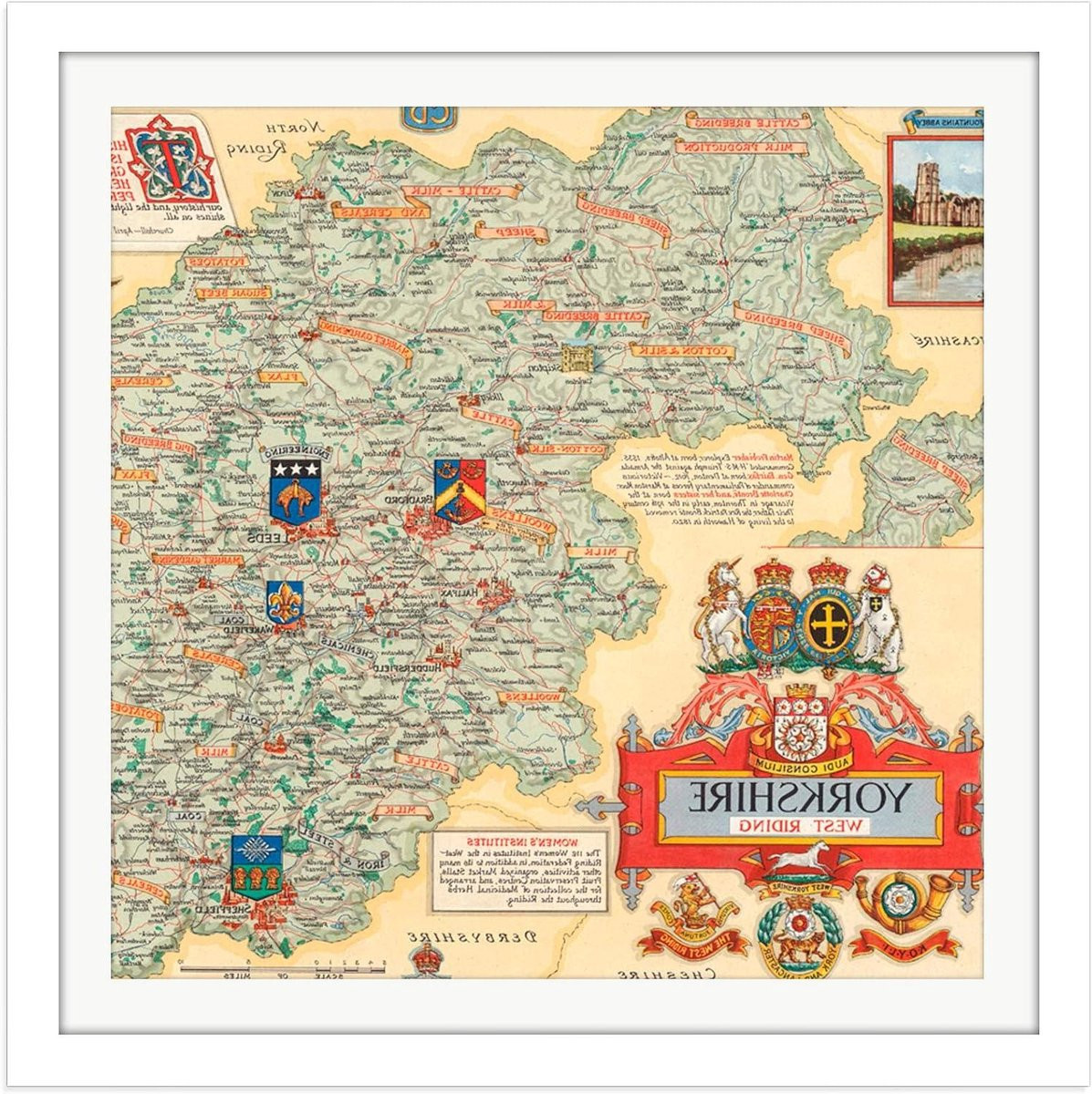 Handgemaakte houten ingelijste kunst wanddecoratie print wit - 45,7 x 45,7 cm