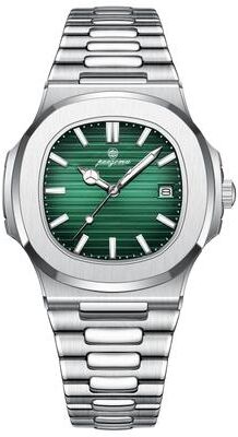 Uplifted Trends Mens Classic Quartz Watch With Square Dial Waterproof & Luminous Date Wristwatch green