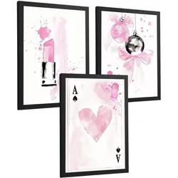 POSTER 3er Kunstdruck-Set Wandbilder Teen Style modern Wohnzimmer Deko, Schlafzimmer, Küche, Badezimmer Rahmenlos A3