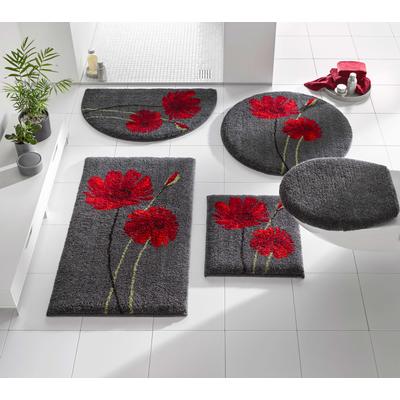 Badematte GRUND Gr. 3, bunt (anthrazit, rot), rechteckig (60cm x 100cm ), Badematten, Badematte