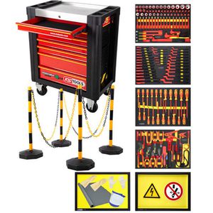KS-Tools Werkzeugwagen PERFORMANCEplus e10 117.6155, 164-teilig, rot, 7 Schubladen, mit Werkzeug